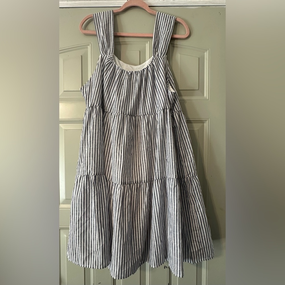 Andrée by Unit Blue & White Striped Tiered Midi Dress - Size L